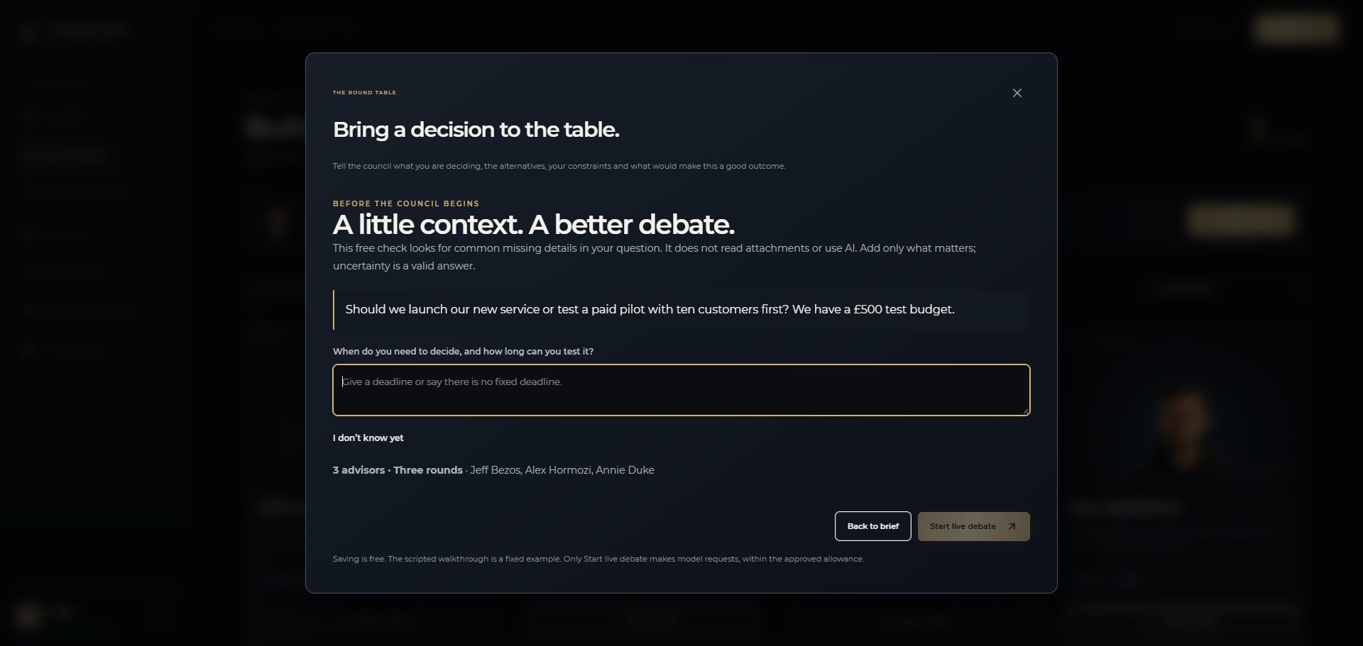 The free clarification check before the debate